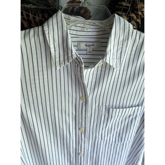 Not For Sale-Madewell Shirt in Dalton Stripe White & Blue Button Up Small - Picture 9 of 17